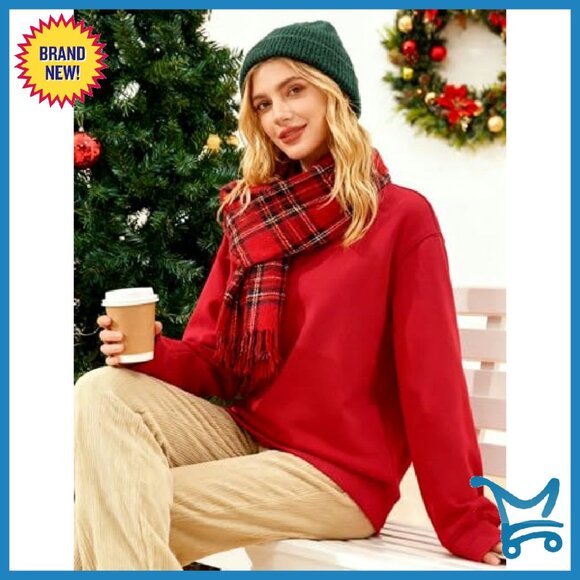 Women's Fleece Lined Sherpa Pullover Sweatshirt Loose Fit Thermal - Picture 7 of 8